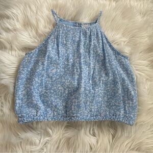 abercrombie kids Sky Blue Floral-Trim Halter Top